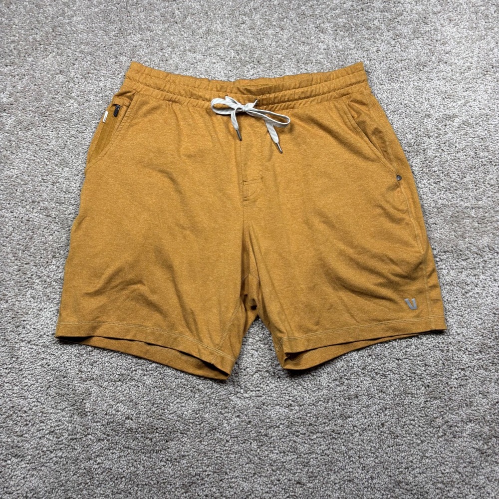 Vuori Ponto Performance Short Mens Medium Mustard Heather Yellow Gold 6 Inseam